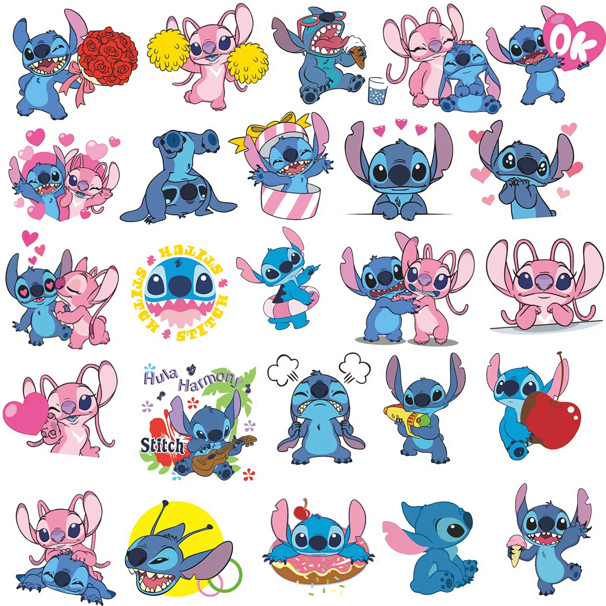 100 Buah Stiker Kartun Stitch DIY Diary Kawaii Dekorasi Grafiti Tahan Air Casing Ponsel Stiker Kulkas Skateboard Cup
