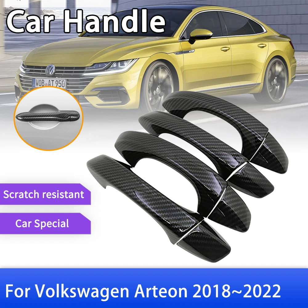 

Carbon Fiber Door Handle Cover Trim Fit for Volkswagen VW Arteon 3H7 2018 2019 2020 2021 2022 Car Protective Accessories Sticker