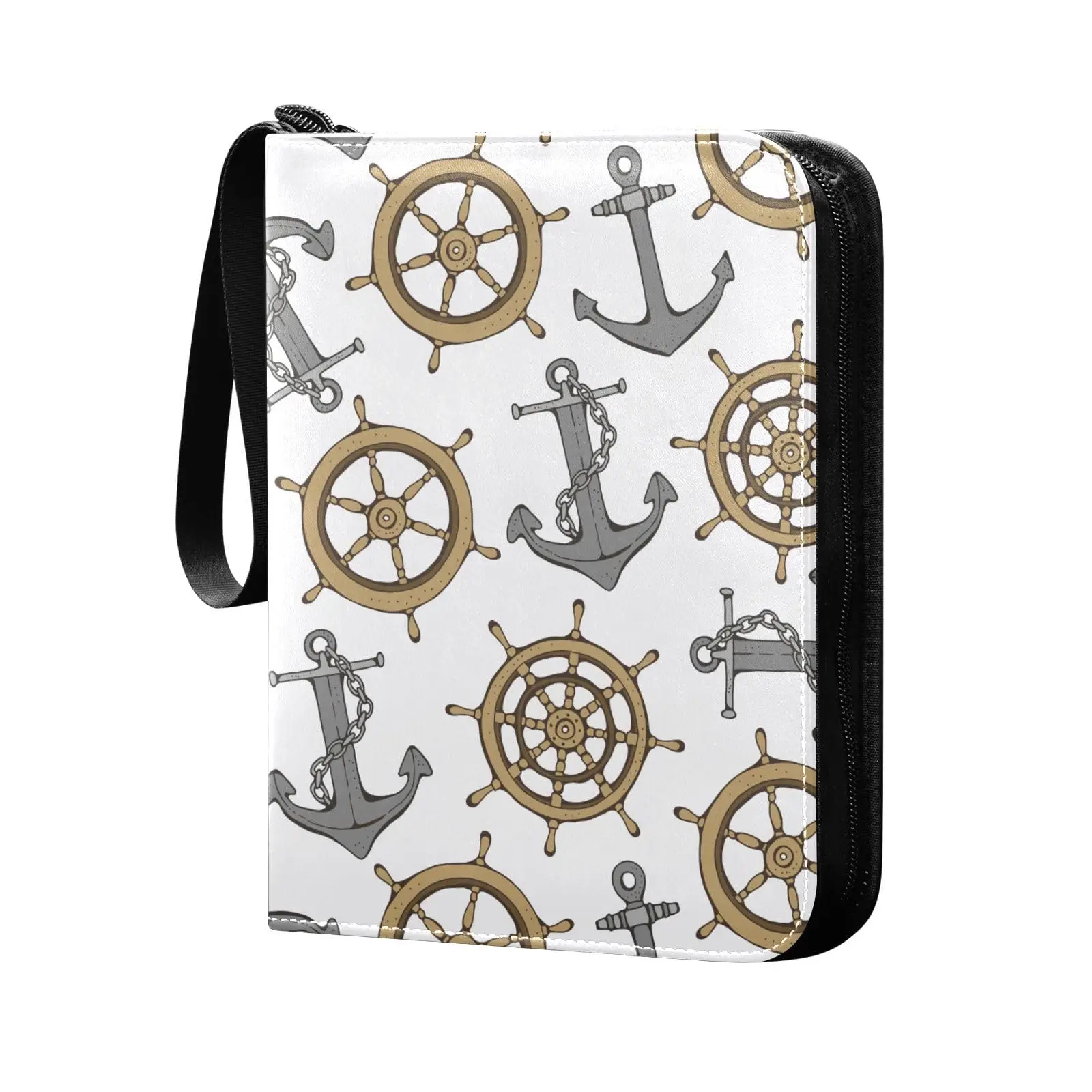 Blue Anchor Nautical 4 Pocket Card Binder, 400 Double Sided Pocket Album for Sport Game Cards, Unique Card Collection Storage