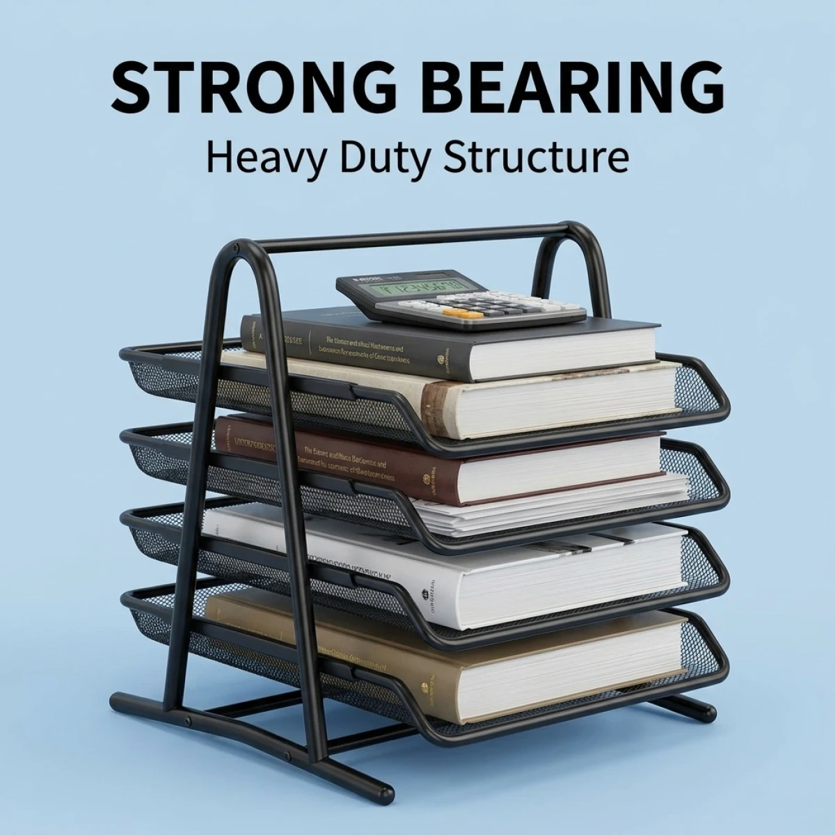

Sturdy 3-Tier Desktop File Organizer –Metal Frame Sliding Rack,Smooth & Safe Corners, Professional Choice for Office