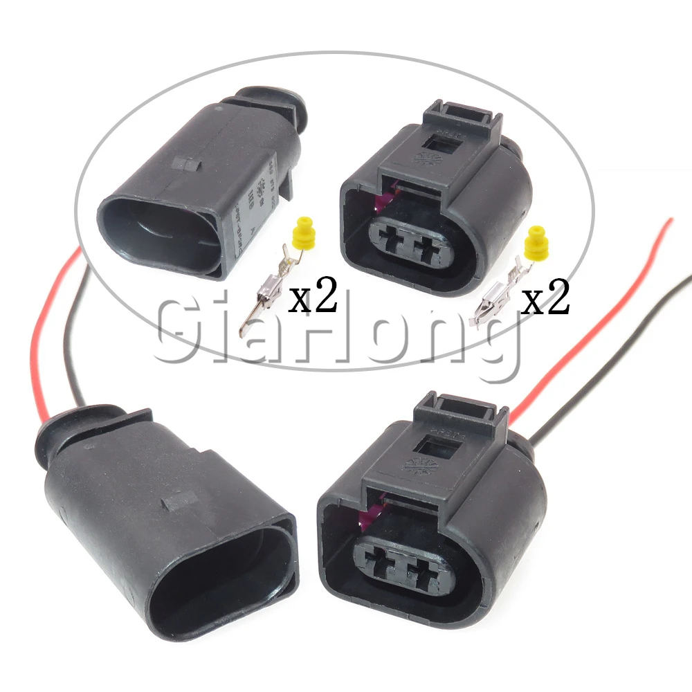 1 Set 2 Way Car Water Jet Motor Sealed Wire Socket For VW Audi AC Assembly FogLight Wire Connector 1J0973722 8D0973822 1717692-1