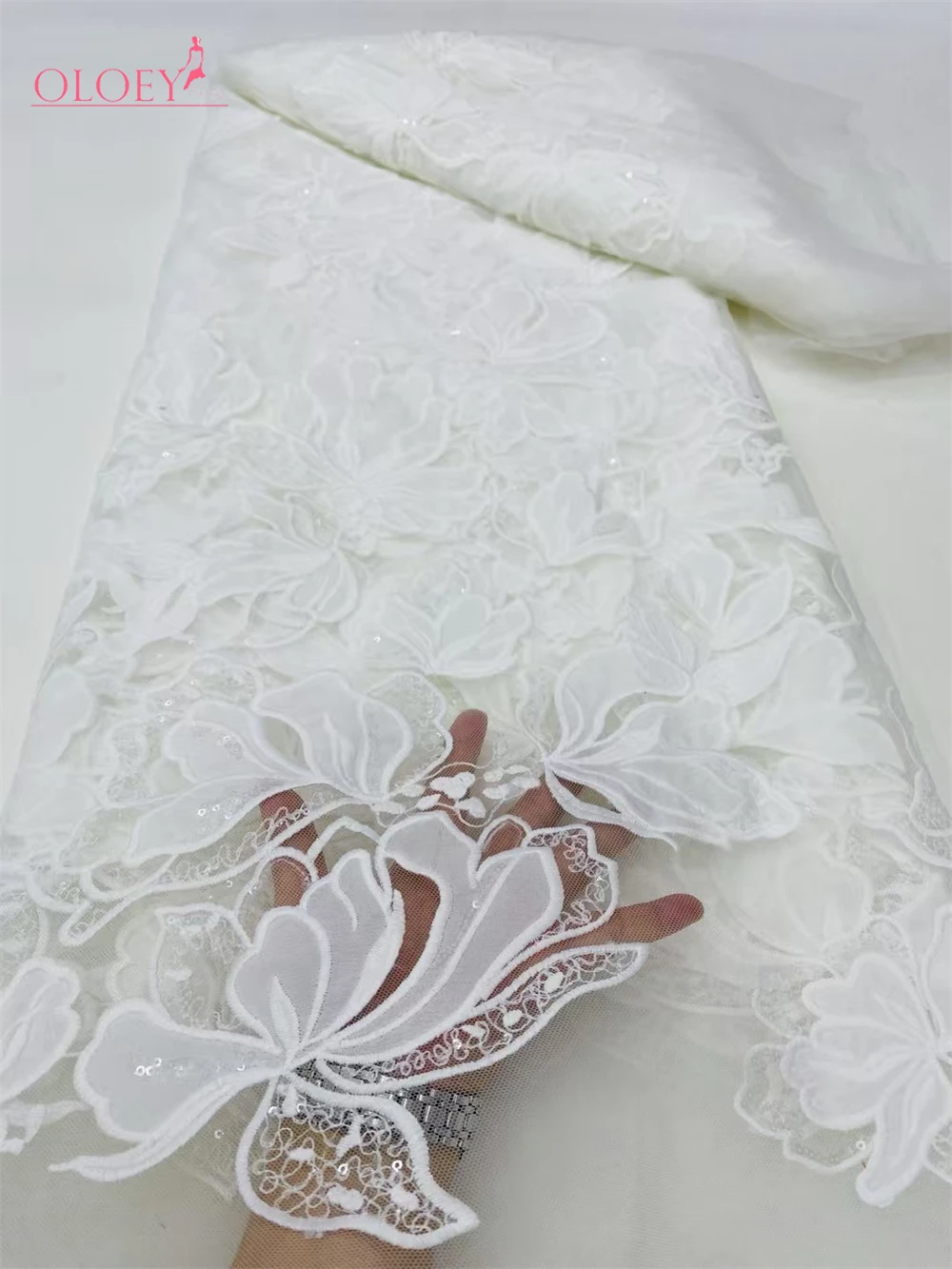 

Fashion French Embroidery Lace Fabric With African Nigerian Beaded Lace Fabric For Wedding Dress
