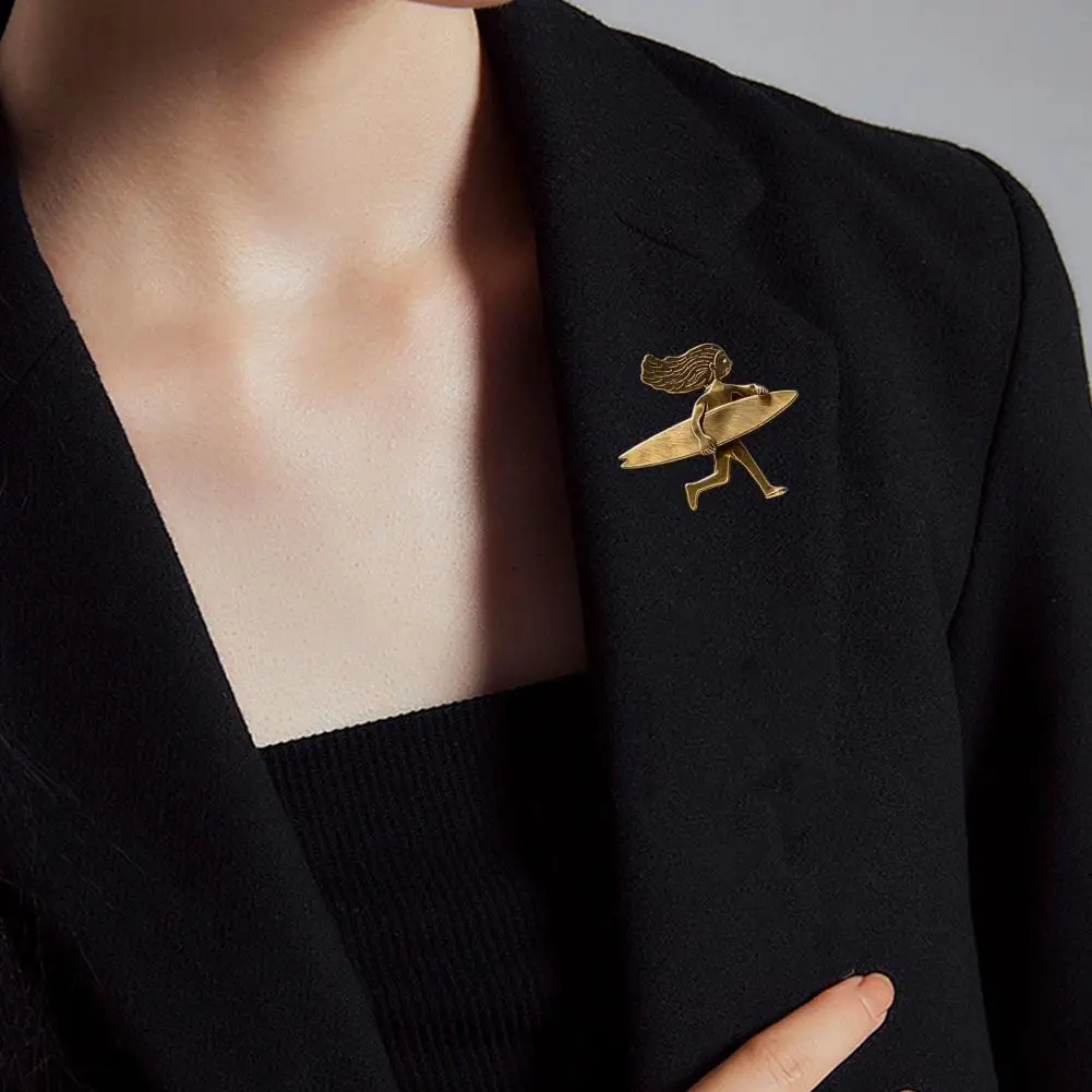 Surfing Girl Lapel Pin 2/3/5pcs Retro Surfing Girl Brooch Pin Set Alloy Decorative Badge for Clothing Bags Scarves Sweaters