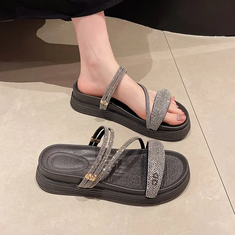 

Женские летние уличные шлепанцы-слипоны с защитой от скольжения, двусторонние, удобные, на резиновой подошве, без каблука, однотонные