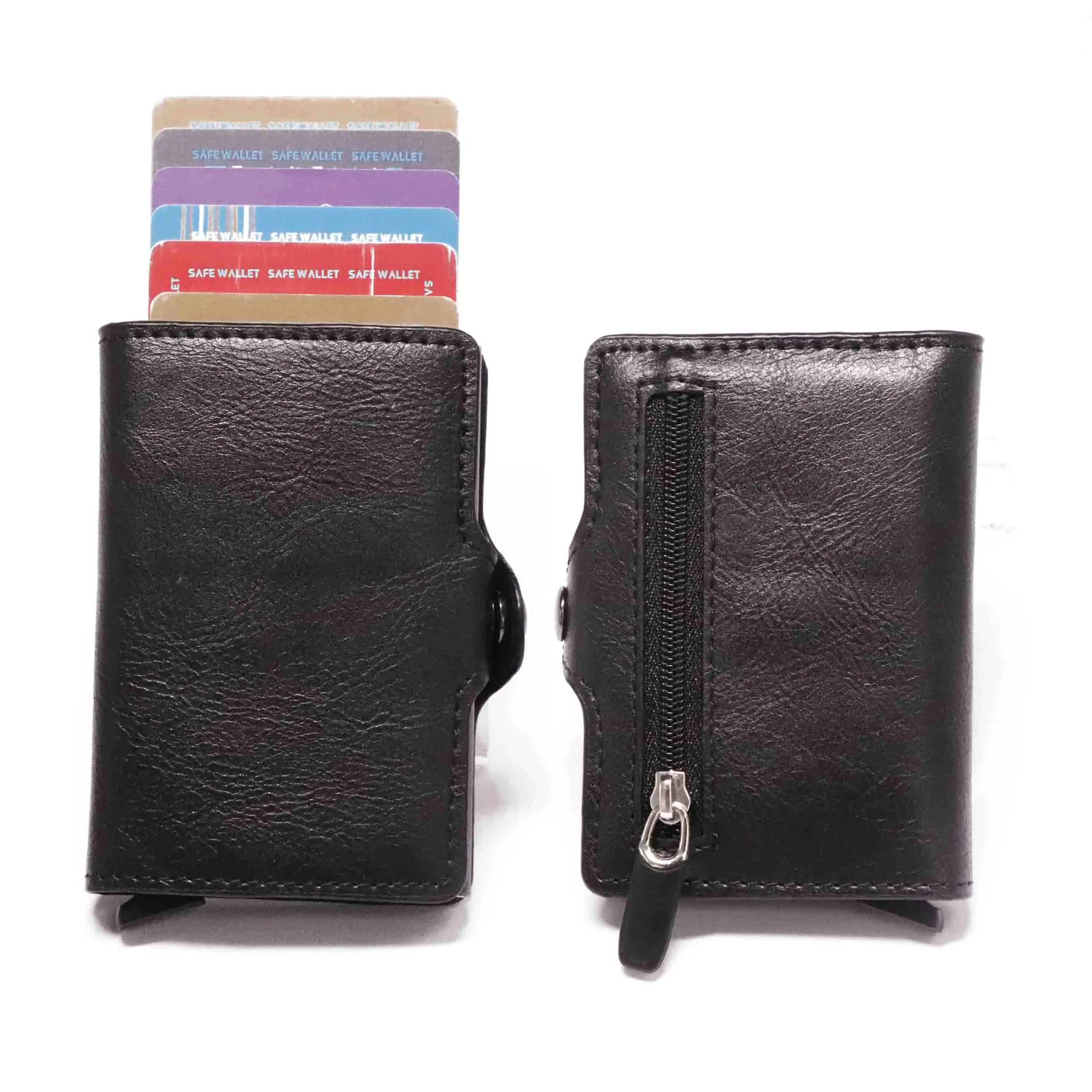 Leathe Card Holder Wallet Mens Business Multifunction Card Bag Ultra Slim RFID Purse Smart Cartera