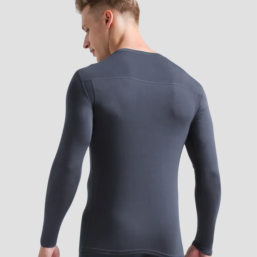 

Men's autumn clothes Men's single V-neck Modal thermal underwear Long sleeve base shirt thin top cotton sweater winter