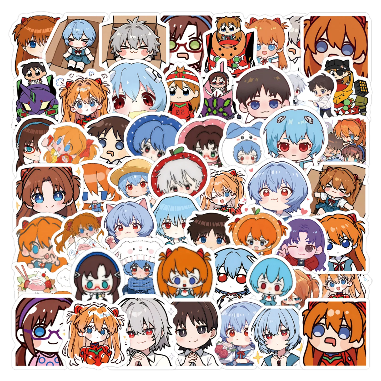 105 Stück Neon Genesis Evangelion Graffiti-Dekorationen für Skateboard und Computer, Personalisierte Cartoon-Aufkleber