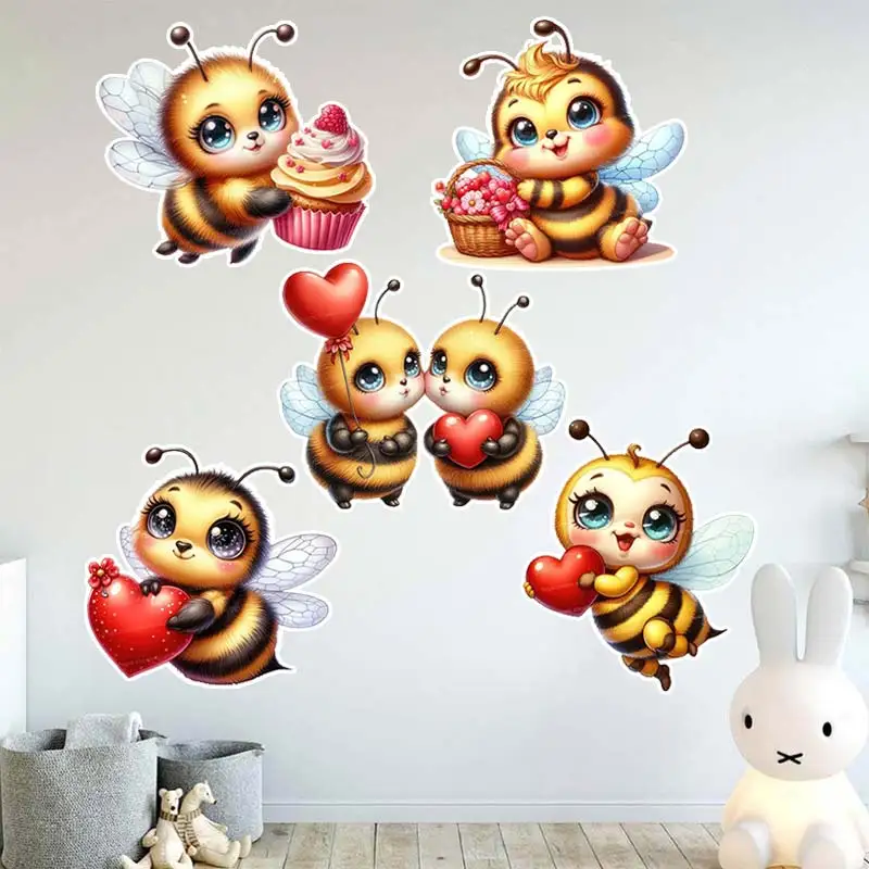 

Beautiful Bees Valentine's Day Wall Stickers Bedroom Living room Wall Decor Sticker Removable Wall Decals Art Decoration M959