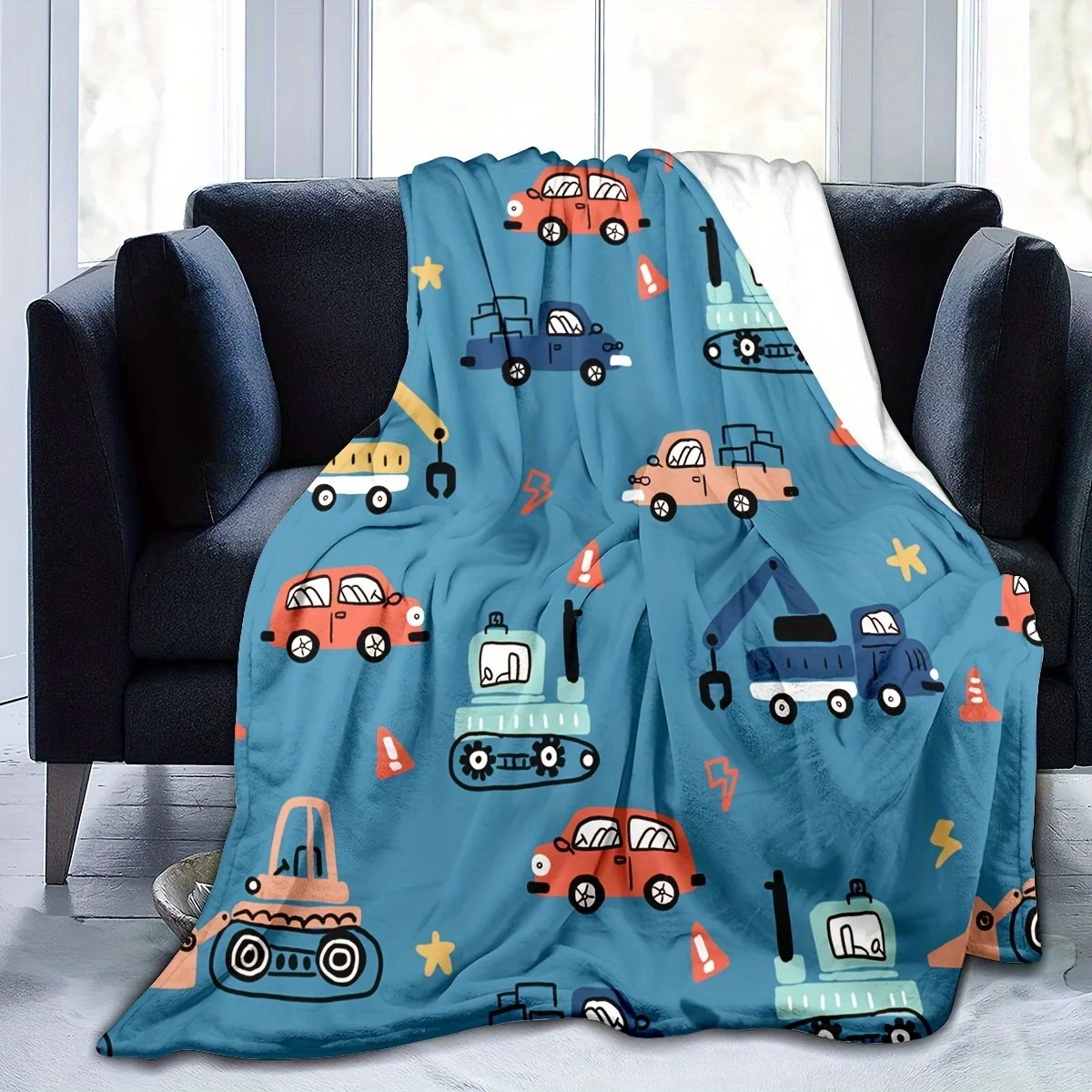 파란색 건설 차량 덤프트럭 굴착기 패턴 플리스 담요 남 - Baby Nursery Decor Boy 리뷰 및 가격