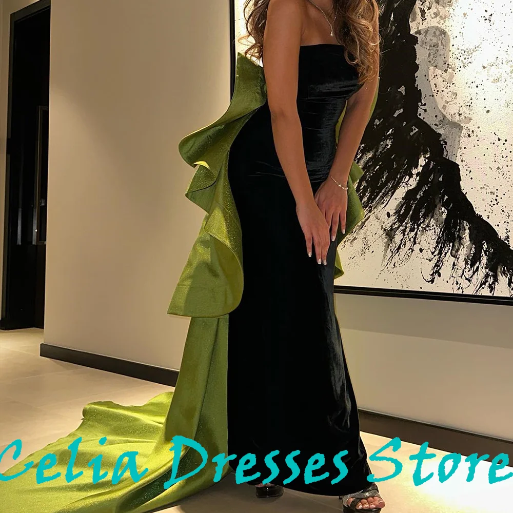 Strapless Straight Pleats Sleeveless Ankle Length Court Train Dubai Evening Caftan Dress Elegant Bespoke Occasion Gowns Formal image 3