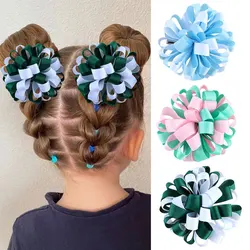 2Pcs Ribbon Flower Hairpins Double Color Hair Clips Girls Princess Hairpin Barrettes Handmade Headwear Hair Accessories