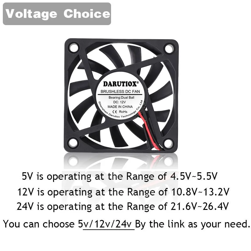 2 pces 60mm 5v 12v 24v sem escova usb 2pin 3pin dc refrigerador ventilador 60x60x10mm 6010 6cm para computador pc cpu caso de refrigeração