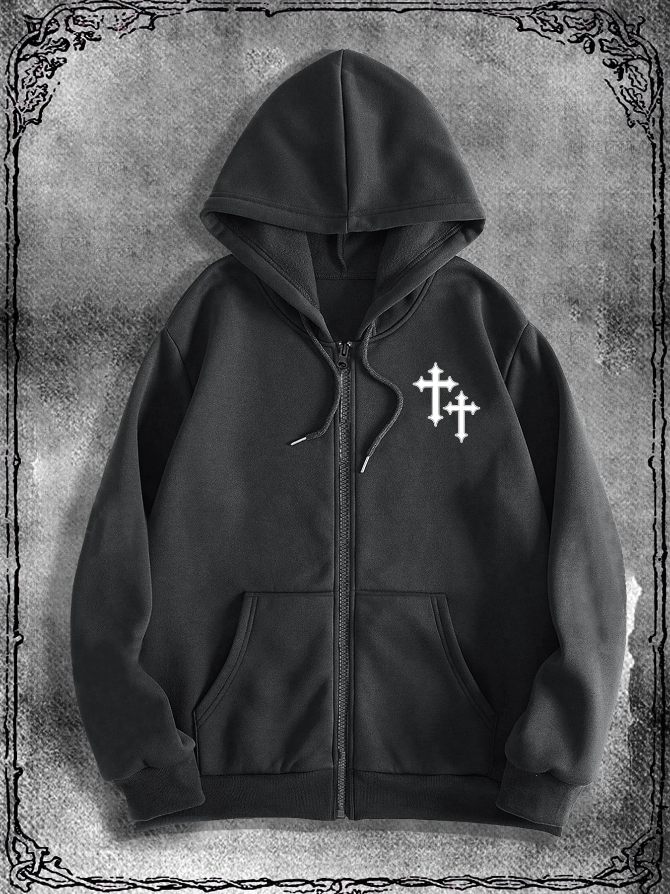 Street Fashion Zip Up Hoodie - เสื้อฮู้ดซิปสไตล์โกธิคพิมพ์ลายสำหรับผู้ชาย แฟชั่นสตรีทสไตล์ เหมาะสำหรับโอกาสสบายๆ ตัวเลือกที่สมบูรณ์แบบ