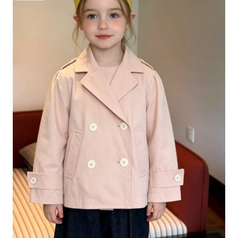 Girls' Windbreaker Spring and Autumn 2026 New Princess Style Baby Coat, Children's Long Sleeved Top Children's Cardigan
