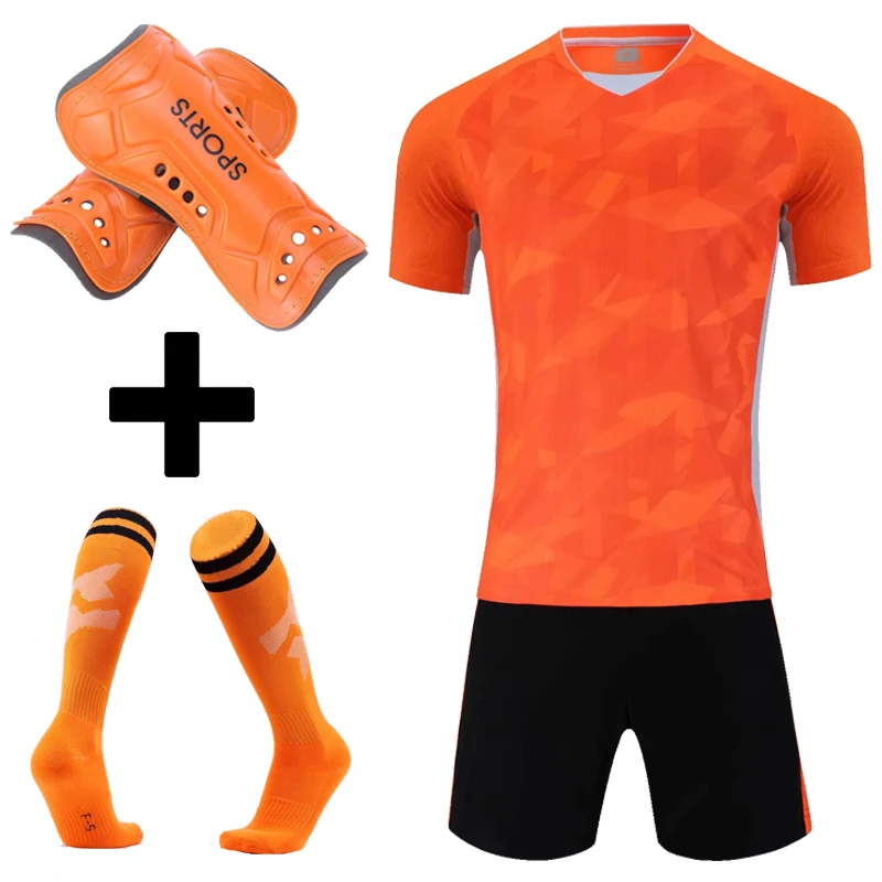 

Free socks Shin guards Men Kids Soccer Jerseys Set Boys Football Training Uniforms Team Training Shirt Tracksuit Sport Clothes