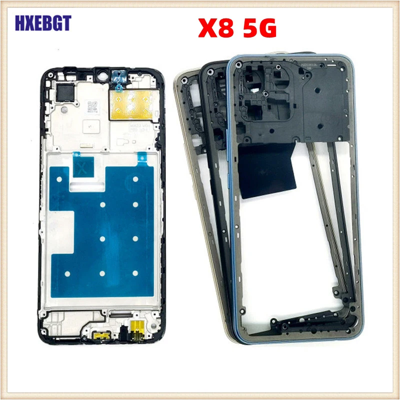 

LCD Front Frame + Middle Housing Bezel Chassis For Honor X8 5G VNE-N41 Back Faceplate With Side Buttons Smartphone Parts