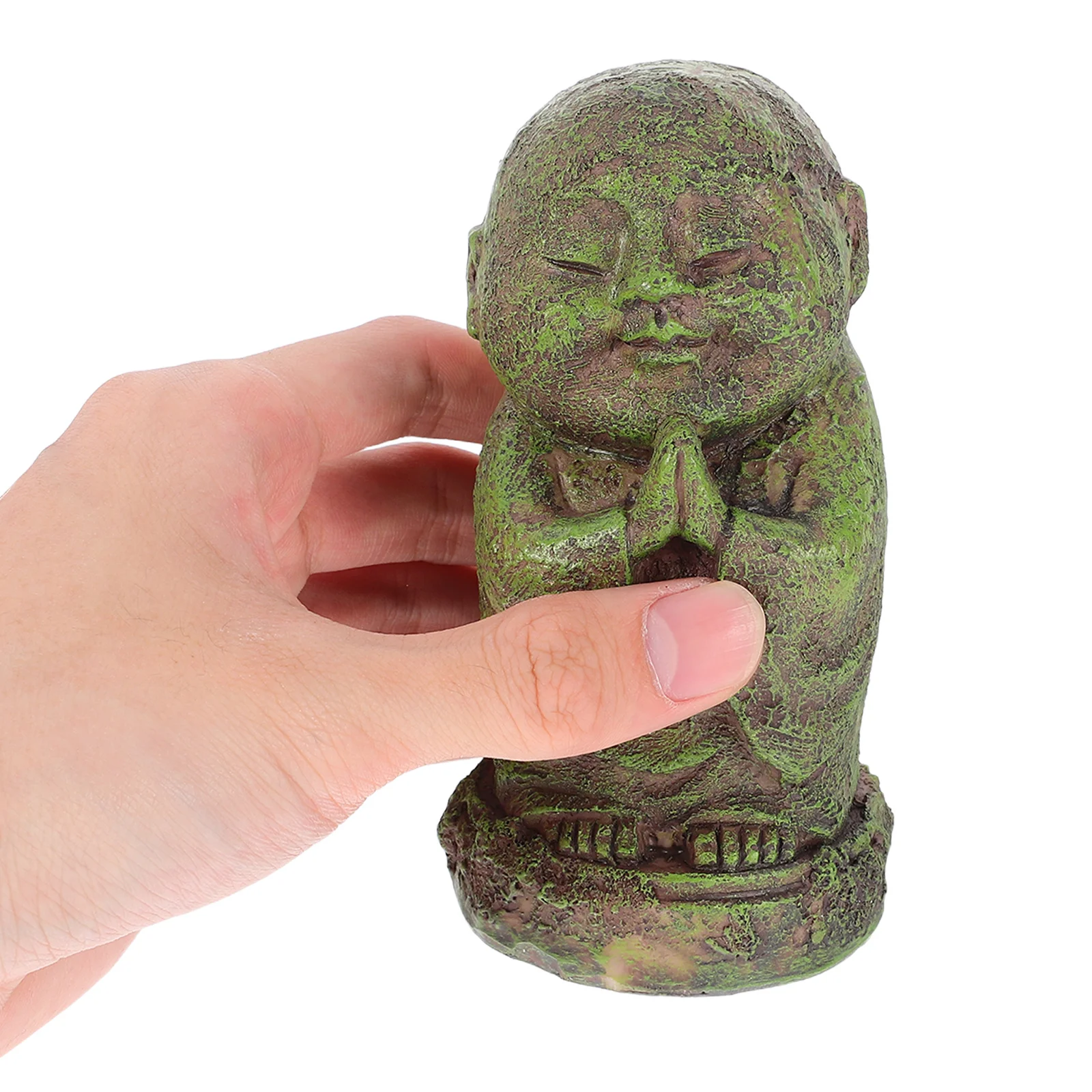 

Resin Monk Statue Mini Desktop Zen Ornament Aquarium Fish Tank Sculpture Garden Patio Decoration Artistic Decor