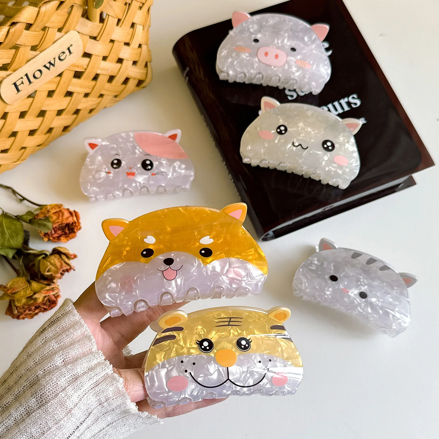 

1 шт. женские когти для волос с рисунком щенка, котенка, свинья, щенка, милые кавайные захваты для волос, модные универсальные аксессуары для волос для девочек