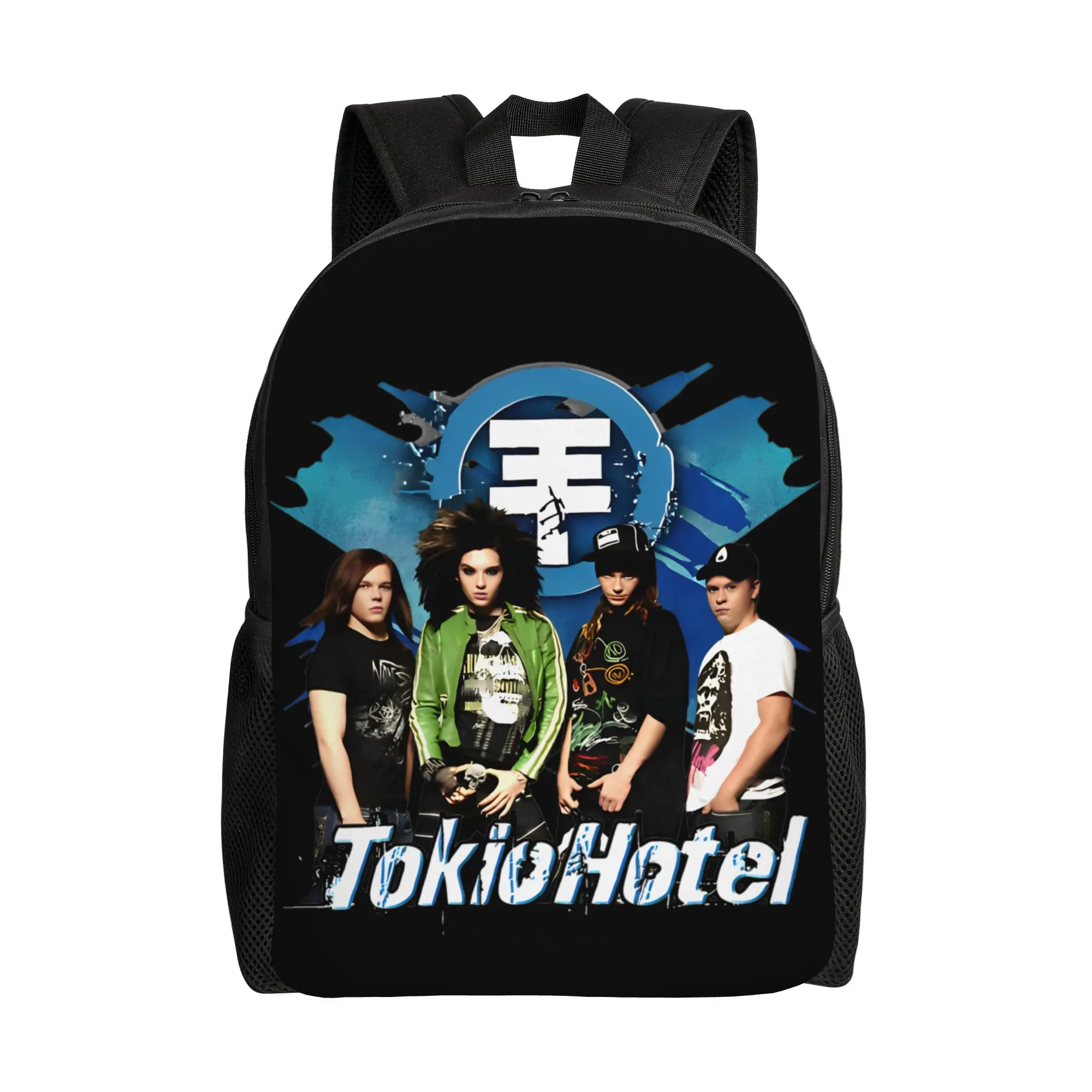 

Стильный рюкзак Tokio Hotel с карманом, для старшеклассников, для бизнеса, в стиле альтернативного рока, для мужчин и женщин, для ноутбука, из холщовой ткани