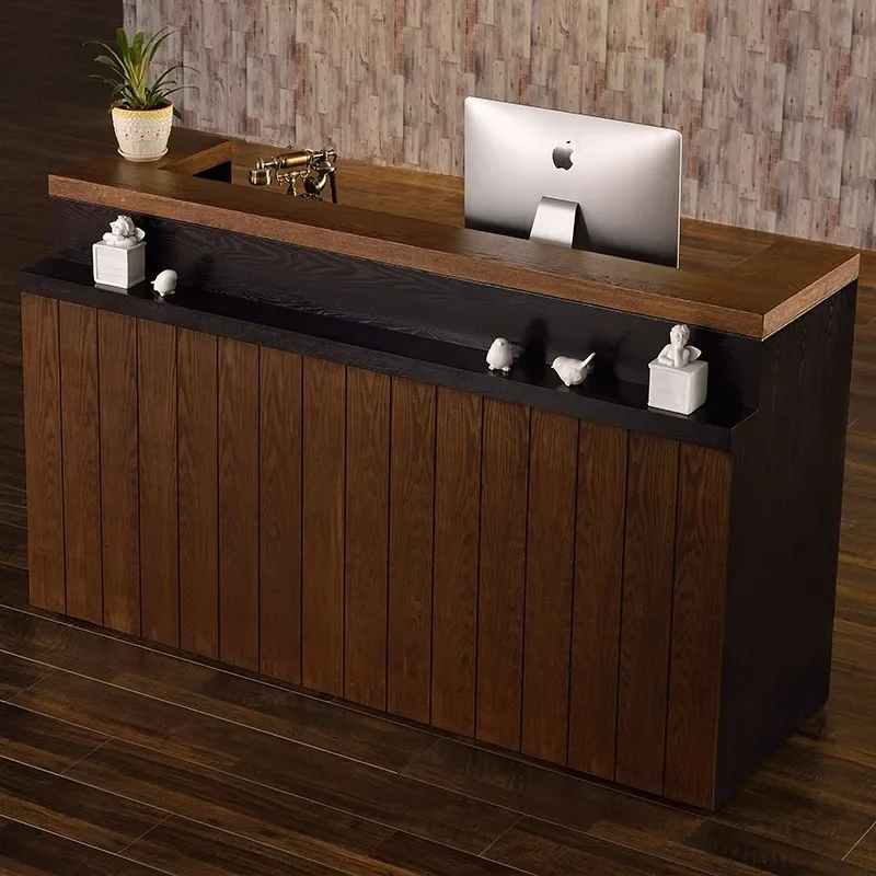 Retro checkout page Industrial style bar counter Simple modern small convenience store Hot pot restaurant Reception desk Counter