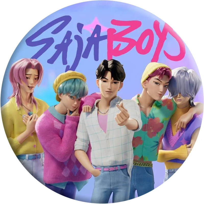 Kpop شيطان الصيادين Huntrix Saja بنين الكرتون شارة مرآة المفاتيح قلادة حلقات المفاتيح السيارة ظهره اكسسوارات هدايا عيد الميلاد #4