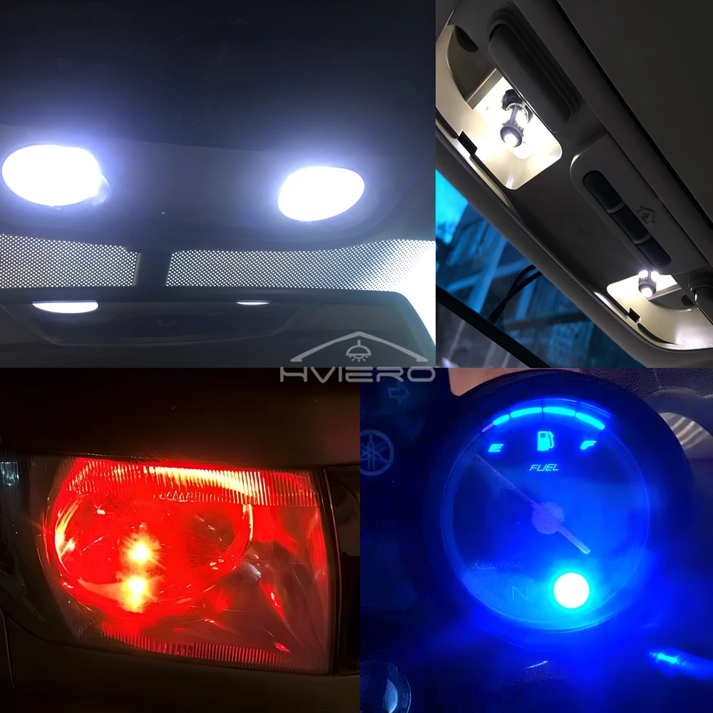 10Pcs T10 5050 5SMD Auto Led Lamps Interior 168 194 LED DC 12V Licenses Plate Bulbs Marker Lights White Blue Red Cob Turn Signal
