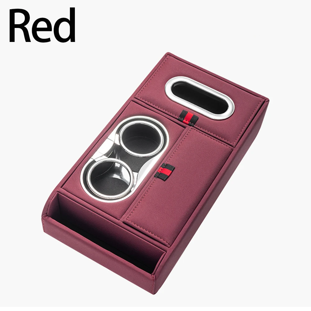 

32.8 X 17.6 X 7.6CM Car Armrest Cushion Unique Partition Design Versatile Storage Solution Waterproof PU Leather