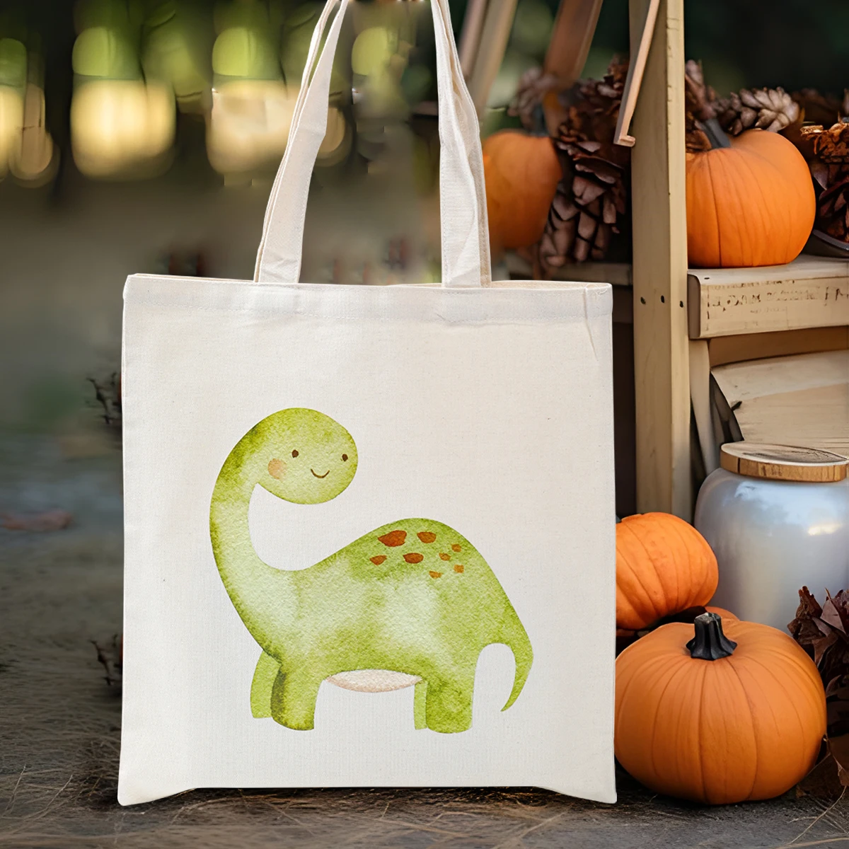 Dinosaur Shopping Bag Canvas Cotton Tote Reusable Foldable Bag Women Boy Girl Shoulder Bags Birthday Favors Party Supplies Gifts