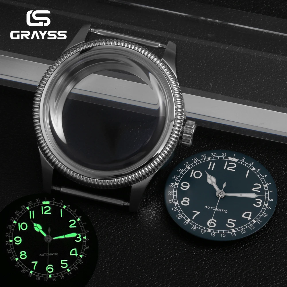 NEUES 38mm Retro-Militär-Piloten-Edelstahl-Uhrengehäuse AR Super Bubble Mineralglas Passend für NH35 NH34 Mechanisches Uhrwerk Münzkante – Detail 9