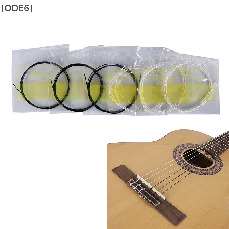 6Pcs C103 Nylon Guitar Strings Replacement For Classical Guitar Black White Silver-plated Copper Wound Guitar Strings