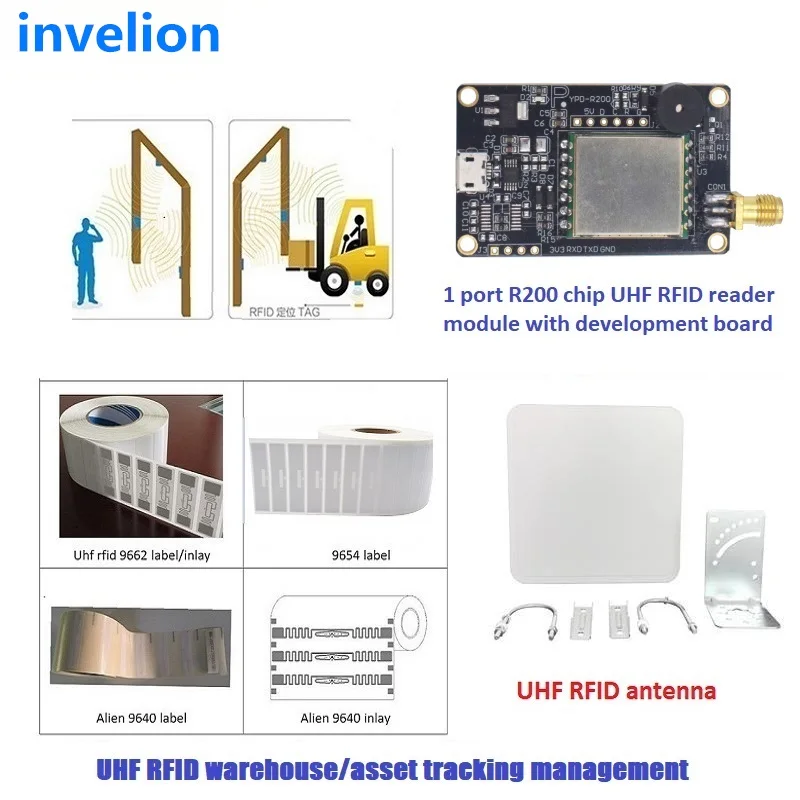 Invelion R200 رقاقة مايكرو الحجم طويلة المدى RFID UHF وحدة التوت بي TTL(UART) مايكرو USB 1 منفذ SMA 3.5 فولت -5 فولت