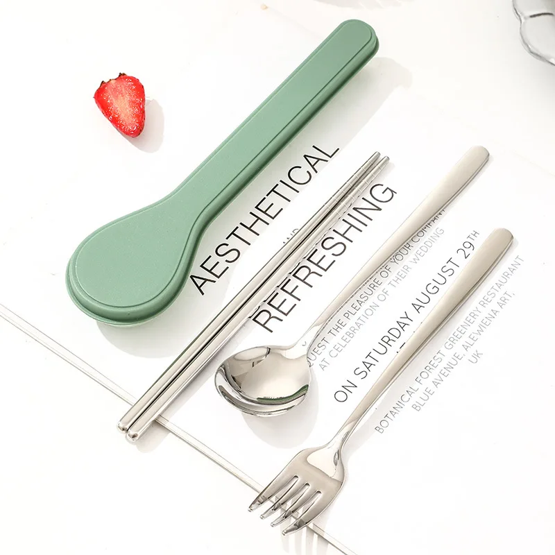 Cutlery Set with Storage Case Korean Style Portable Tableware Set Home School Kitchen Dinnerware Services Utensil Set Spoons