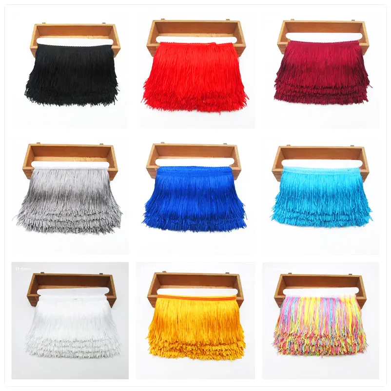 

1 Yards Fringe Tassel Trimming Lace Latin Dress Macrame Samba Dance Clothing Lace Polyester Single Band 10cm width