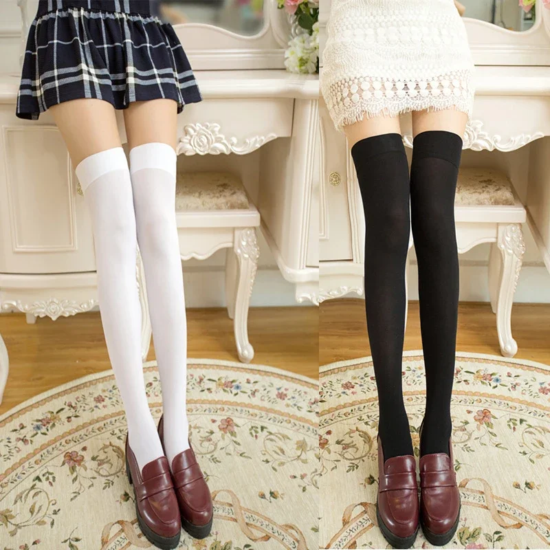 Women's Solid Color Extra Long Boot Socks Over Knee Thigh High Student School Stockings Ladies Casual Stocking