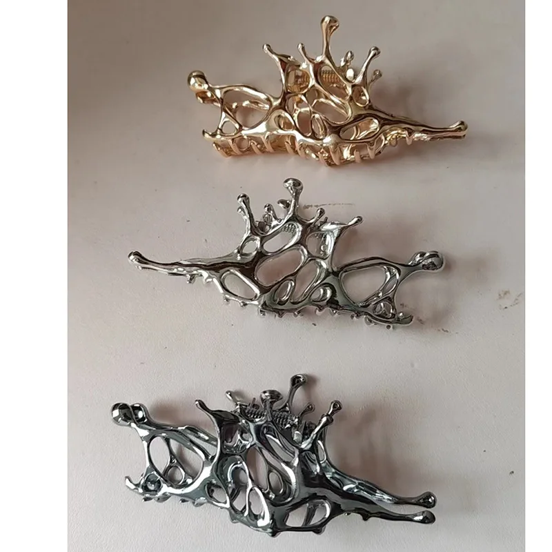 2024 fermaglio per capelli da donna in metallo cavo geometrico cucchiaio posteriore alla moda nuovo Versatile Clip di squalo accessori per capelli