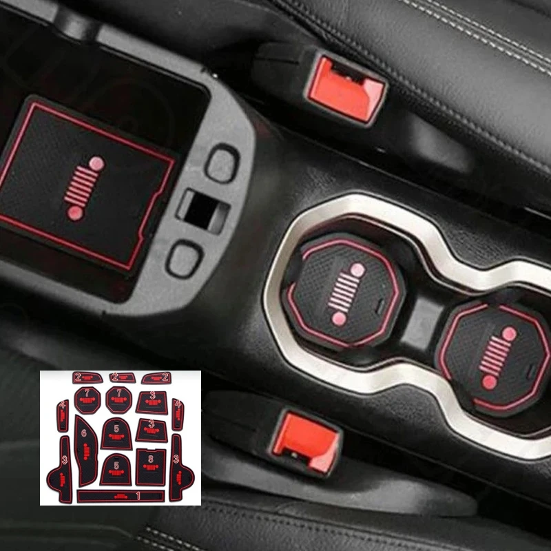 

16PCS Car Styling Auto Accessories Auto Anti-slip Cup Mat Non Slip Door Gate Pad for Jeep Renegade 2016 2017