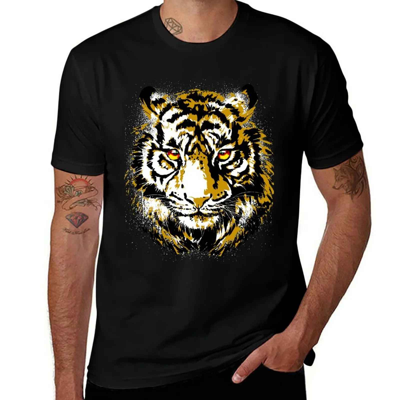 Cool Tiger Head - Realistic Tiger Eyes T-Shirt Trendy Casual Short Sleeve Shirt