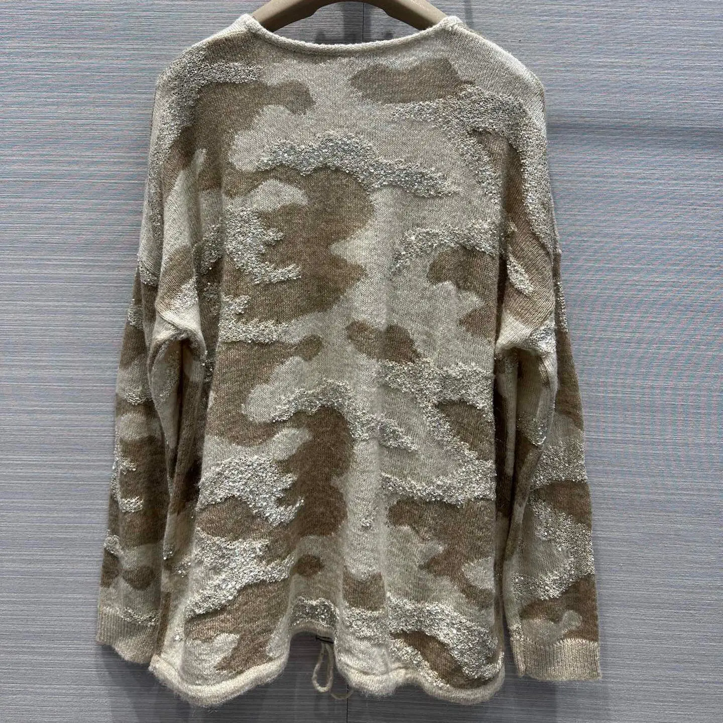 

Women Knitted Cardigan Sequin Embroidery V-Neck Long Sleeve Loose Sweater