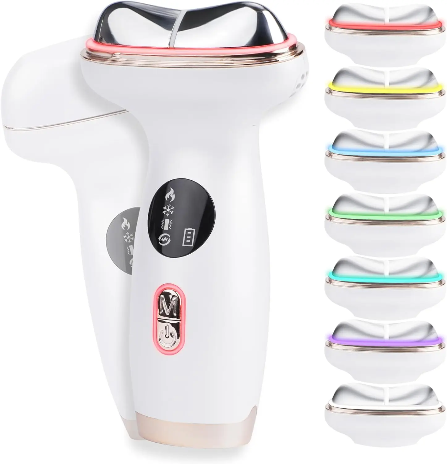 Microcurrent Facial Device with Red Light Therapy - 7-in-1 LED Sculptor & Hot Gua Sha for Face Neck Eye Firming, Depuffing & Dou