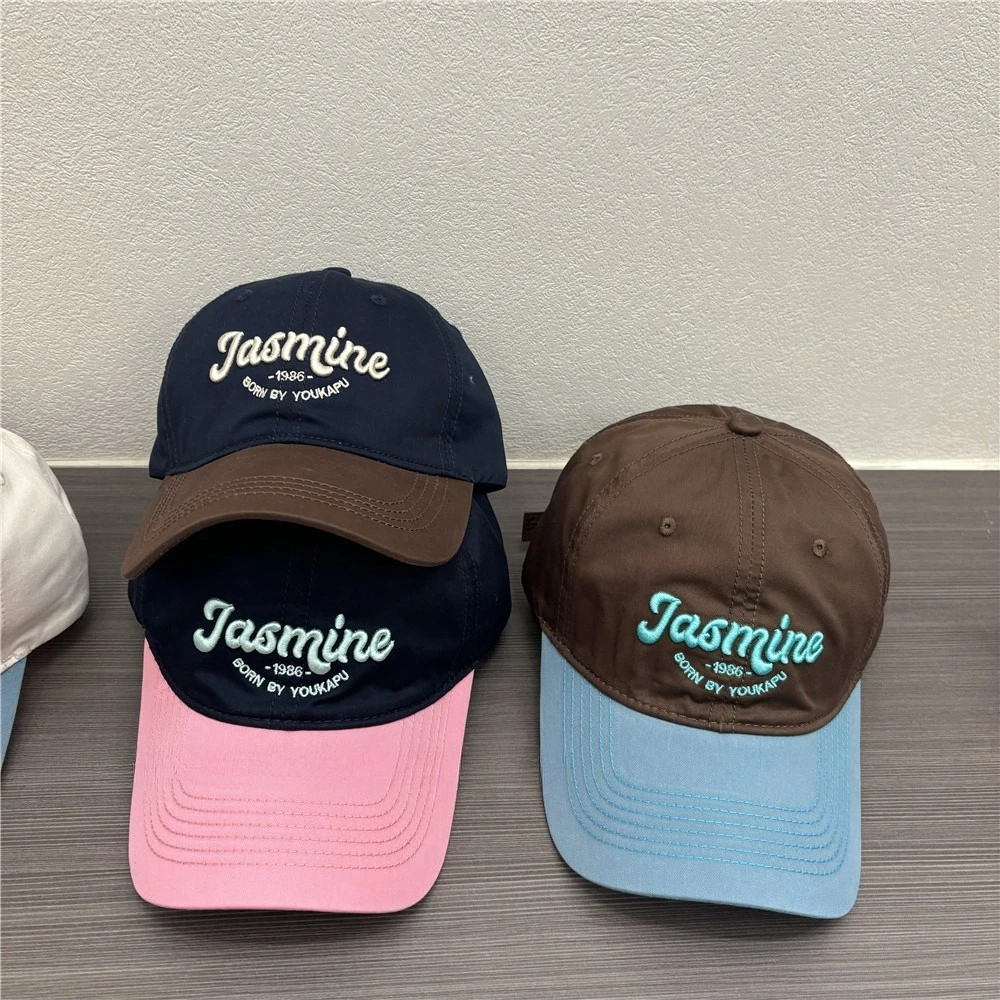 1pc Retro Three-dimensional Letter Embroidery Baseball Hat for Women Korean Ins Solid Color Duck Tongue Cap Summer Sunshade Hat