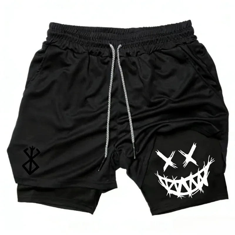 Men's 2-in-1 Double-layer Sports Shorts Running and Fitness Quick Drying and Breathable Shorts Compression with Unique Design