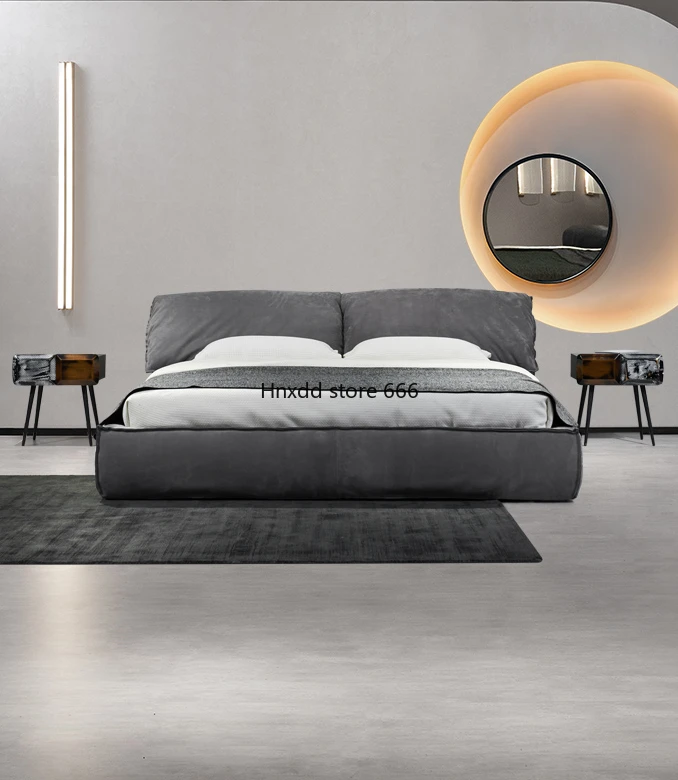 Italian matte leather bed like ears light luxury