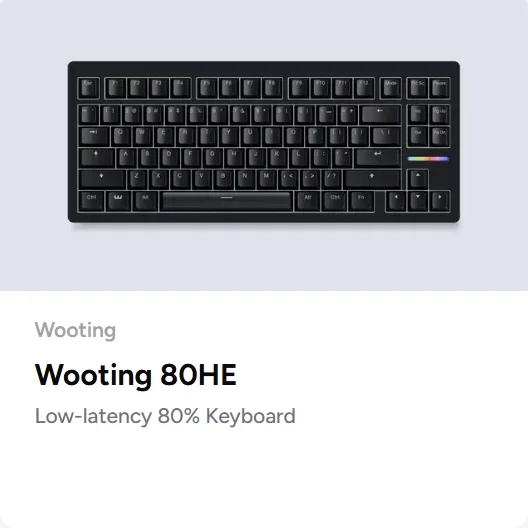 

Wooting 80HE Magnetic switch Mechanical Keyboard Gaming Keyboard 8000Hz RGB Valorant FPS Gamer PC Desktop Accessories Keyboard