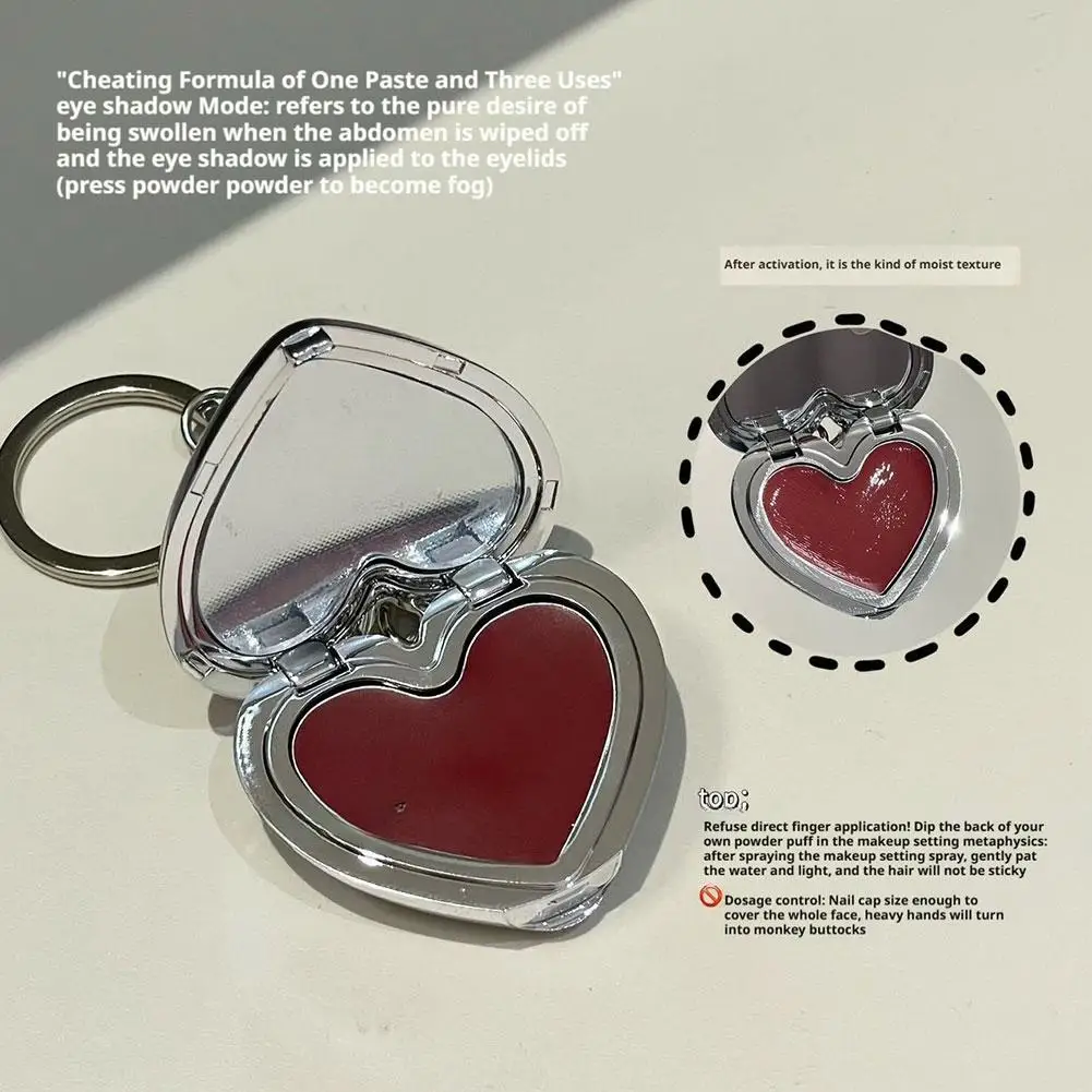 Bálsamo de maquiagem multifuncional em formato de coração 3 em 1, acabamento úmido a nebuloso, beleza portátil, lábios em forma de coração