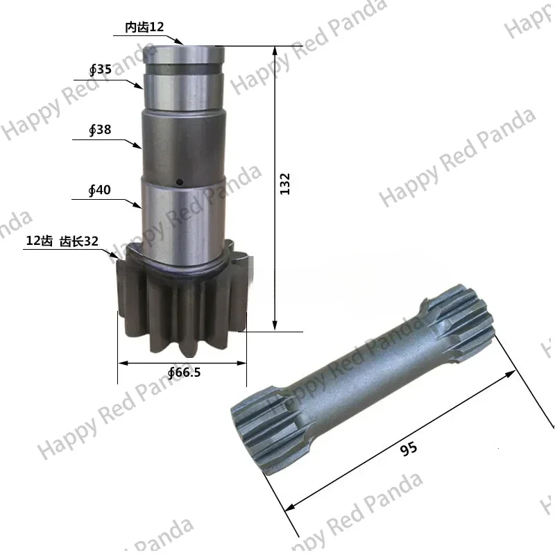 For Mini Excavator Parts U17 Rotary Vertical Shaft Center Gear Shaft Swing Motor Parts