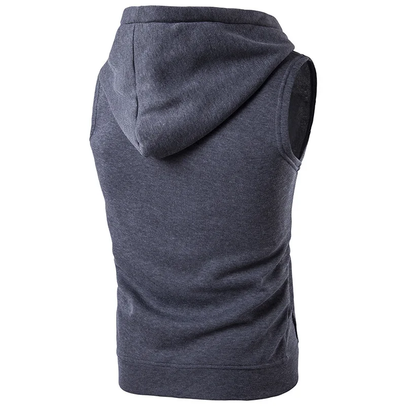 Fashion Zipper Pockets Waistcoat Male Solid Color Sweatshirt For Sleeveless Hoodies Tank Top Mens Vest Jacket Spring Autumn