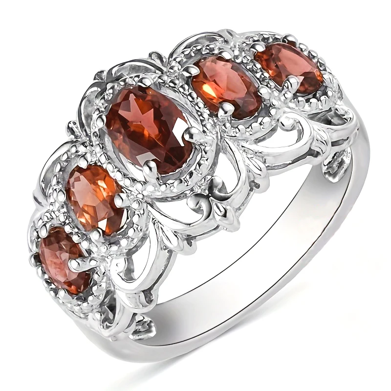Huitan Attractive Ring for Wedding Gentle Temperament Finger Accessory with Orange Red CZ Female Vintage Wedding Party Jewelry