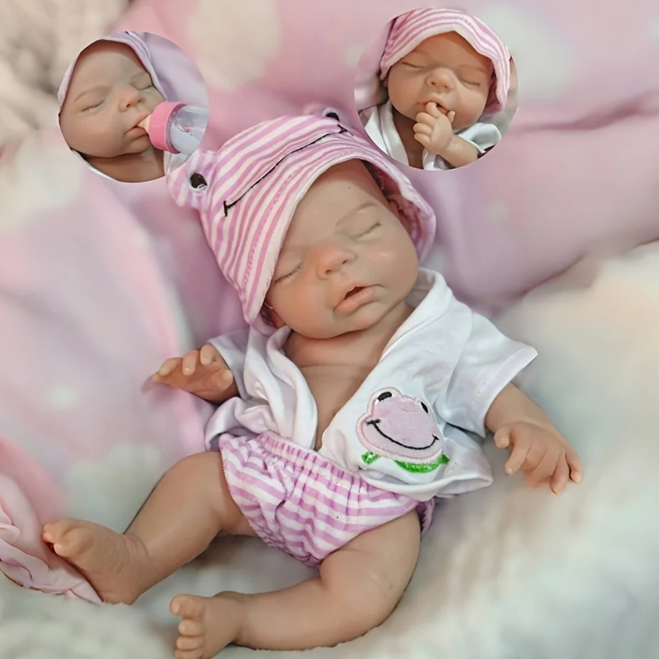 

Can Open Mouth 26cm Close Eyes Washable Solid Silicone Bebe Reborn Girl With Paint Skin Soft Touch Handmade Silicone Reborn Doll