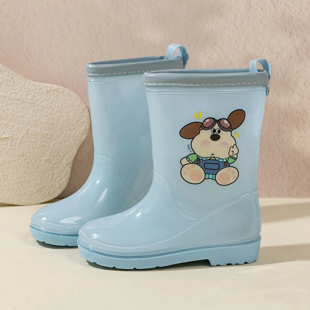 Four Seasons Kids Girls Rainbow Glitter Rain Boots Waterproof Non-Slip Sole Pull Tab Outdoor School Daily Casual Rain Shoes