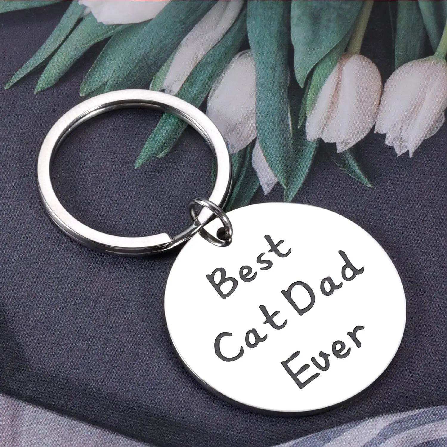 Best Cat Dad Ever stainless steel  key chains